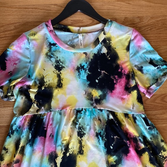 Boutique Free Spirit Tie Dye Babydoll Dress - Picture 8 of 9